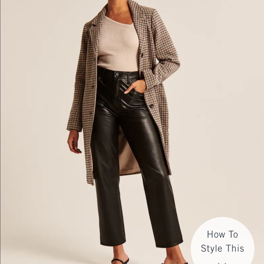 Curve Love Ankle Straight Ultra High Rise Leather Pant Abercrombie